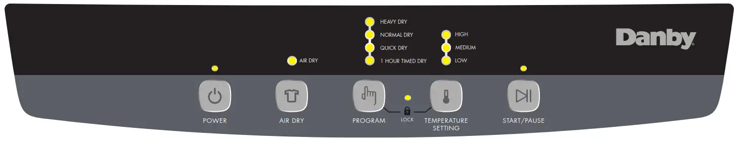 Danby DDY060WDB 13 2 lb (6 0 kg) Capacity Portable Dryer - CONTROL PANEL