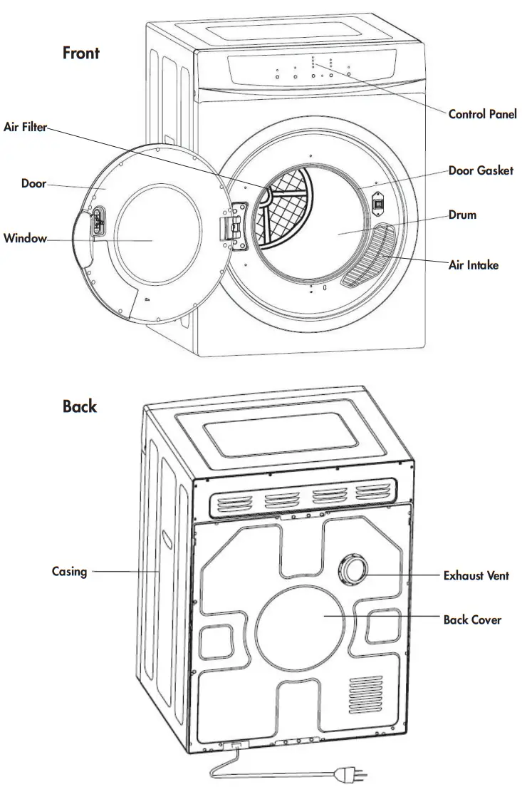 Danby DDY060WDB 13 2 lb (6 0 kg) Capacity Portable Dryer - FEATURES