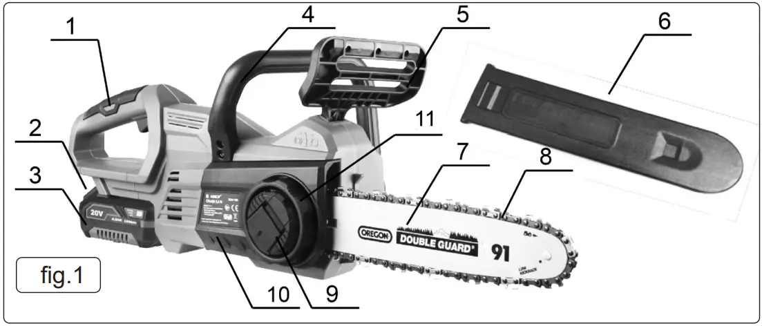 SEALEY CP20VCHS Cordless Chainsaw - DESCRIPTION