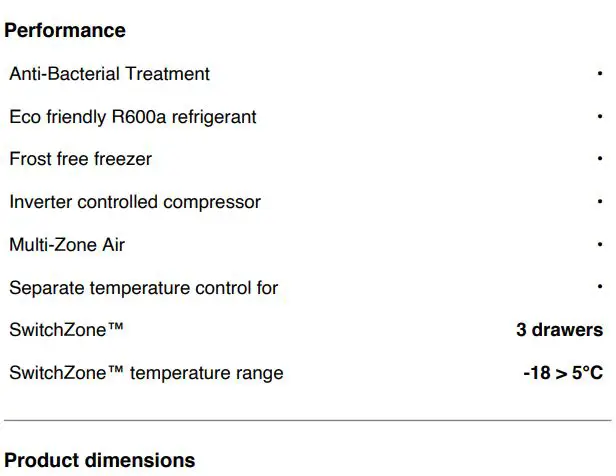 Haier HRF680YPC 623L Quad Door Refrigerator Freezer User Guide - SPECIFICATIONS