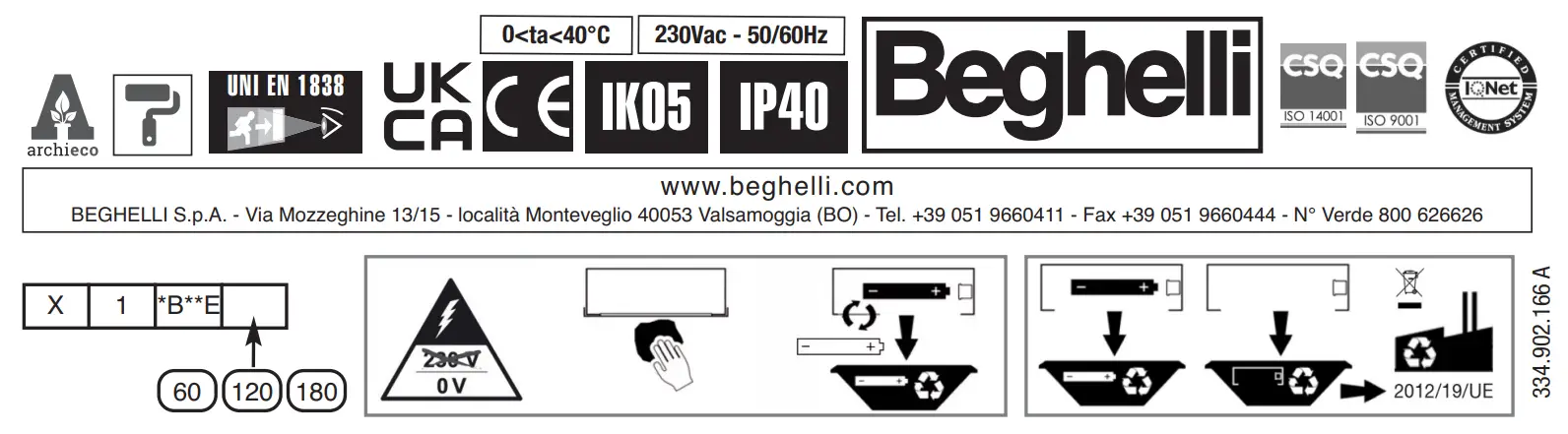 Beghelli Zero TR Emergency Lights fig