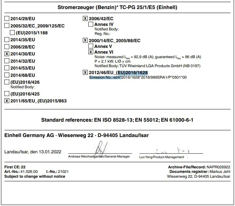 Declaration of conformity
