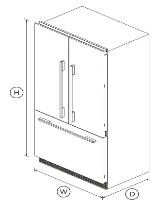 FISHER PAYKEL RS36A72J1 N 36 Inch Integrated French Door Refrigerator Freezer Ice - DIMENSIONS