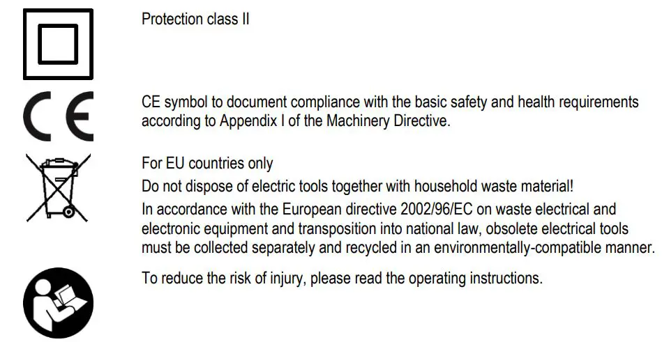 mafell LO65EC Wood Carving Hand Router Instruction Manual - Machine identification