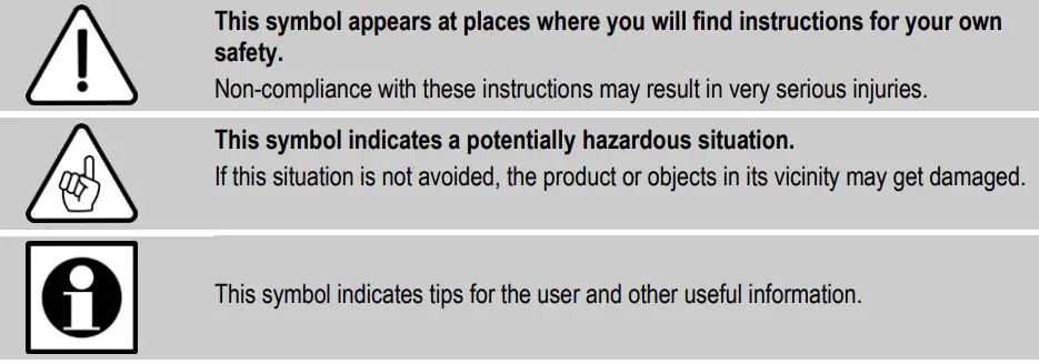 mafell LO65EC Wood Carving Hand Router Instruction Manual - Signs and symbols