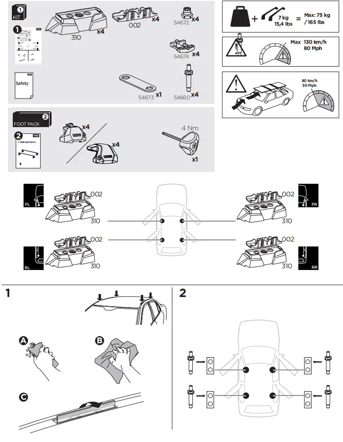 THULE 187156 Roof Rack Fitting Kit fig 1