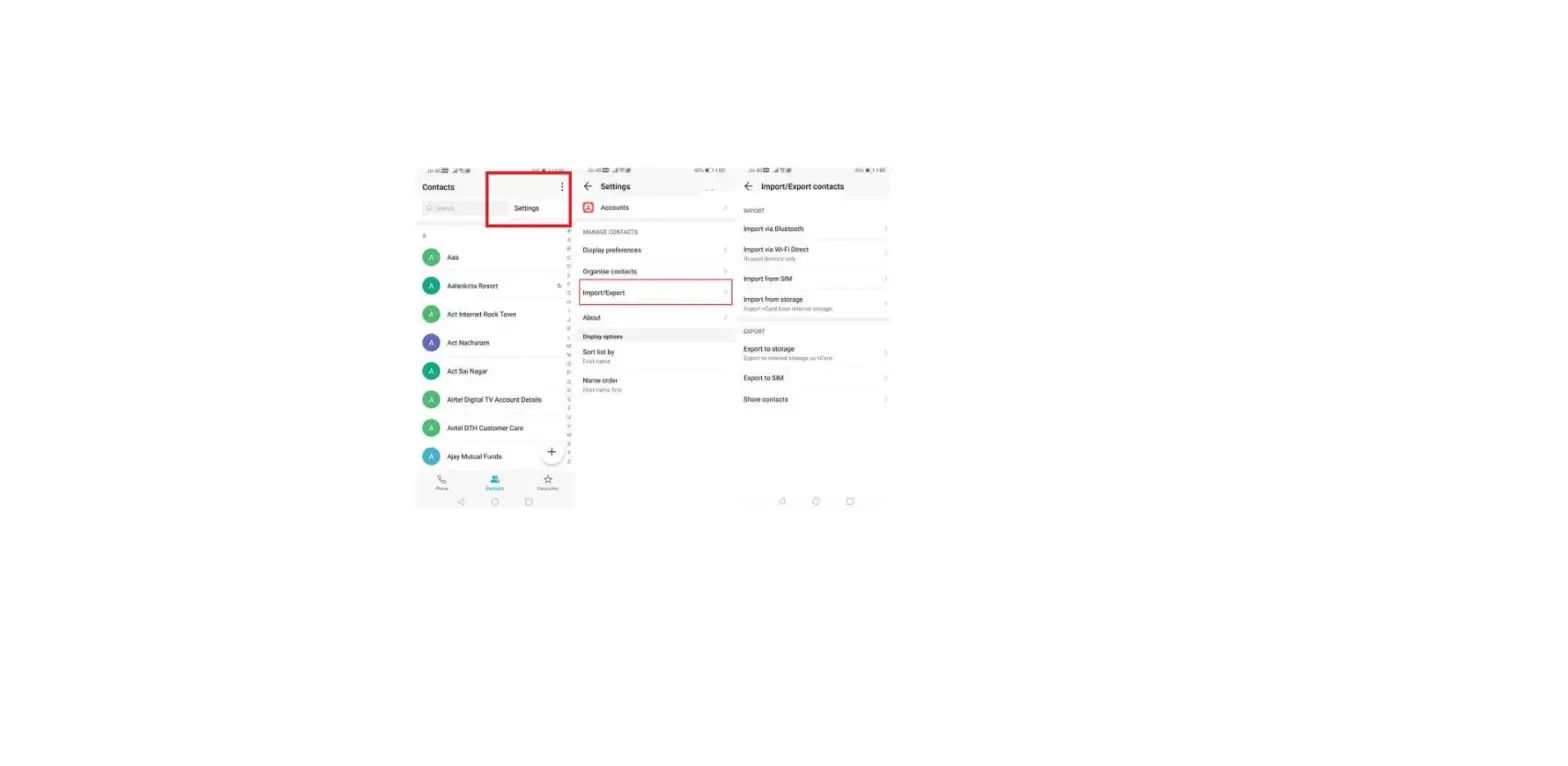 Importing And Exporting Contacts - Huawei Mate 10