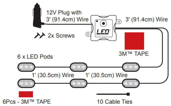 Custom Accessories INF 6Pc Interior LED Pod Lighting Kit - Kit includes