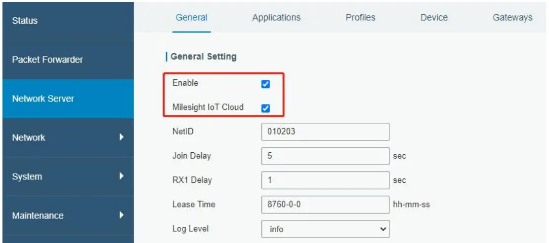 Milesight UG67 Outdoor LoRaWAN Gateway - Network Server