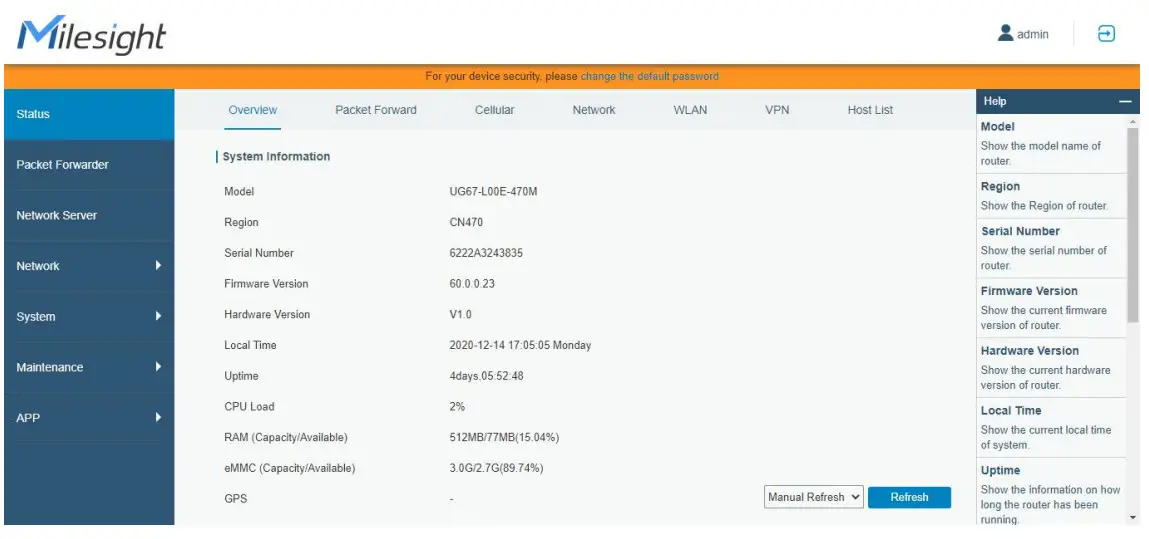 Milesight UG67 Outdoor LoRaWAN Gateway - perform configuration