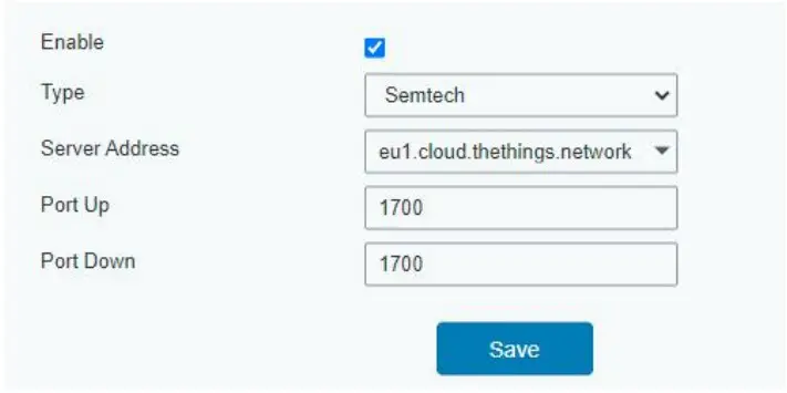 Milesight UG67 Outdoor LoRaWAN Gateway - server information