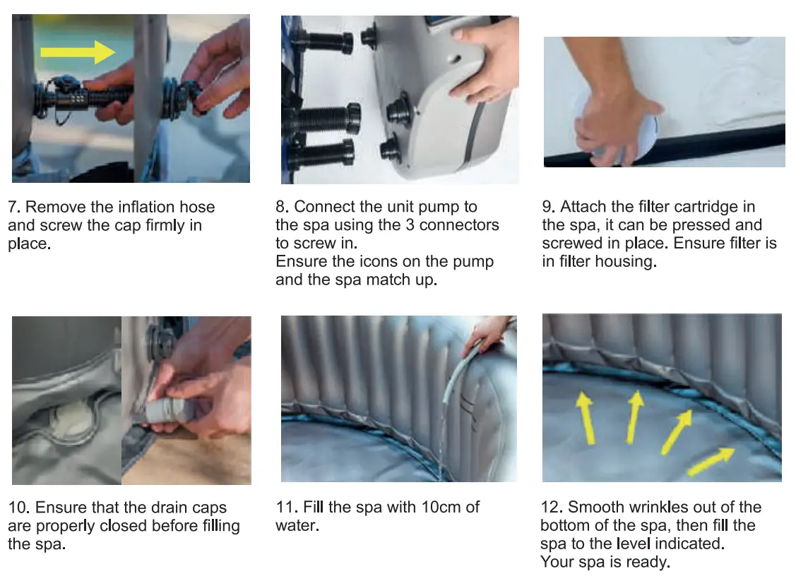 wave Atlantic 2-4 Person Round Inflatable Hot Tu User Manual - Assembling