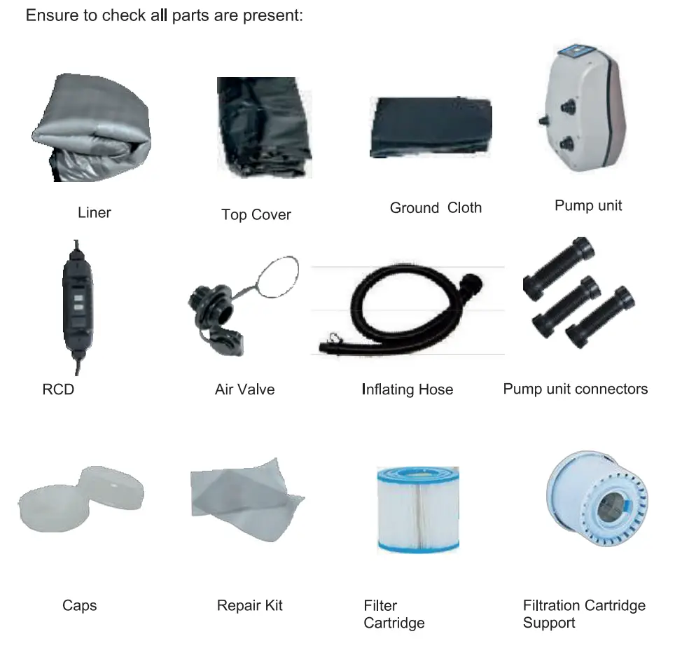 wave Atlantic 2-4 Person Round Inflatable Hot Tu User Manual - Package list