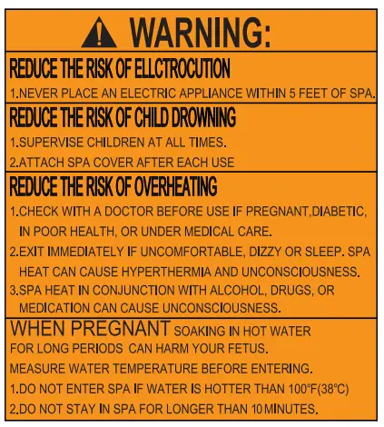 wave Atlantic 2-4 Person Round Inflatable Hot Tu User Manual - The provided warning label