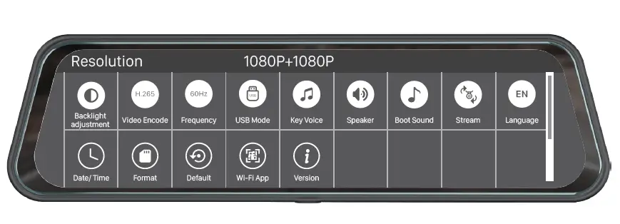 GERMiD -BV-096B-2K -9.66-Inch -2K- HD -Streaming- Media Mirror -Monitor- With- Built-In -Dash -Camera- 9