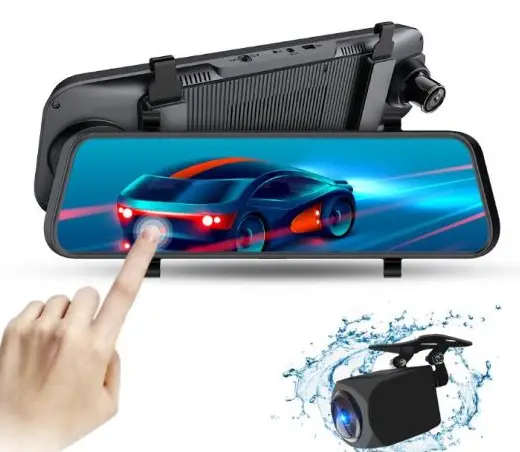 GERMiD -BV-096B-2K -9.66-Inch -2K- HD -Streaming- Media Mirror -Monitor- With- Built-In -Dash -Camera- PRODUCT