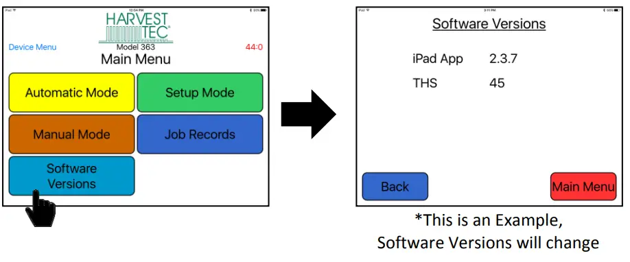 harvesttec 300 Series Small Square Baler - Software Versions