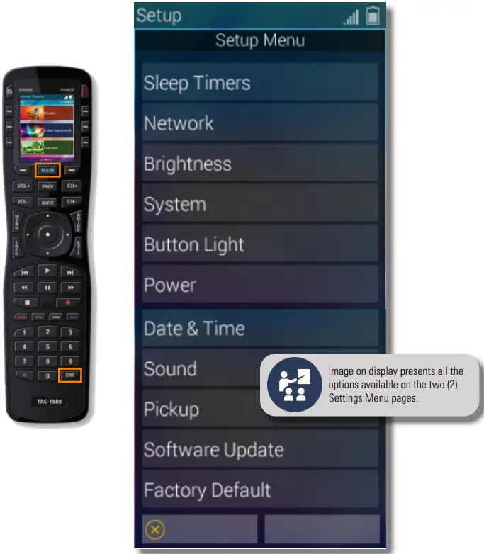 URC TRC 1080 Total Control - Displaying