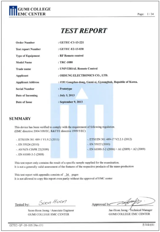URC TRC 1080 Total Control - Test Report