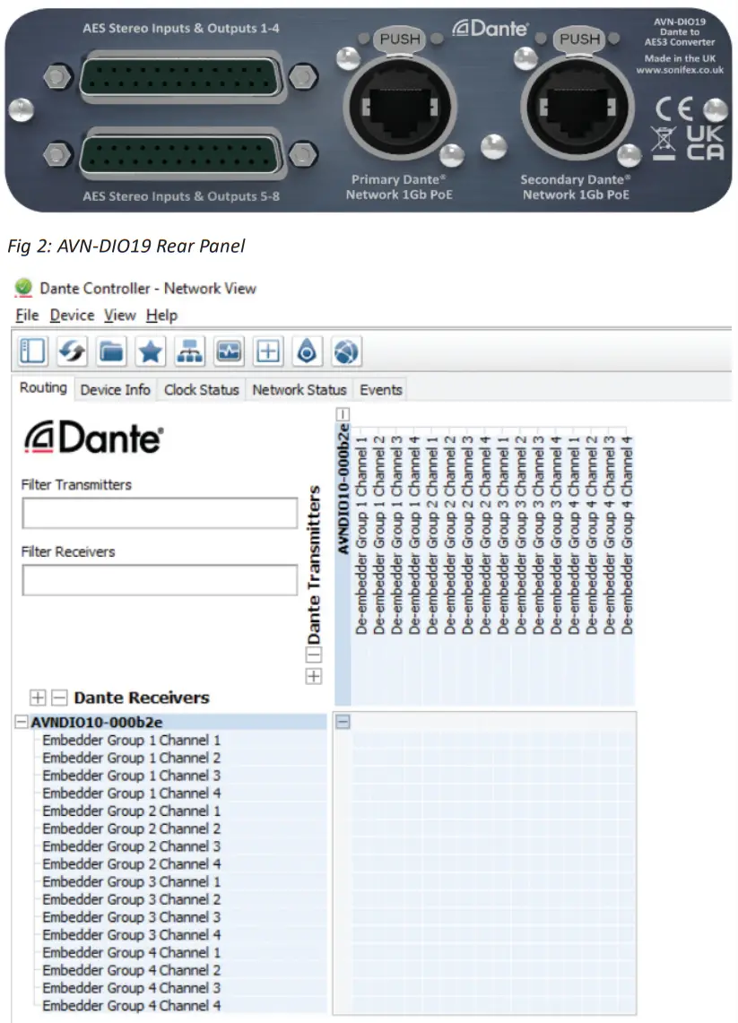 SONIFEX AVN DIO19 Dante to AES3 16 Channel I O Converter - Figure 2