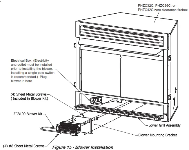 Pleasant Hearth ZCB100 Zero Clearance Blower - fig4