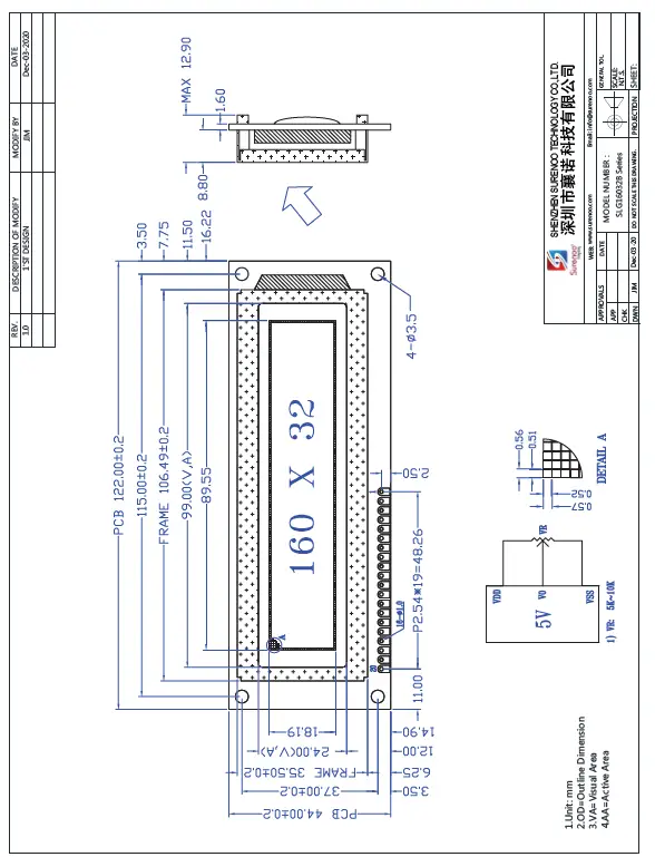 Surenoo SLG16032B Series Graphic LCD Module 3
