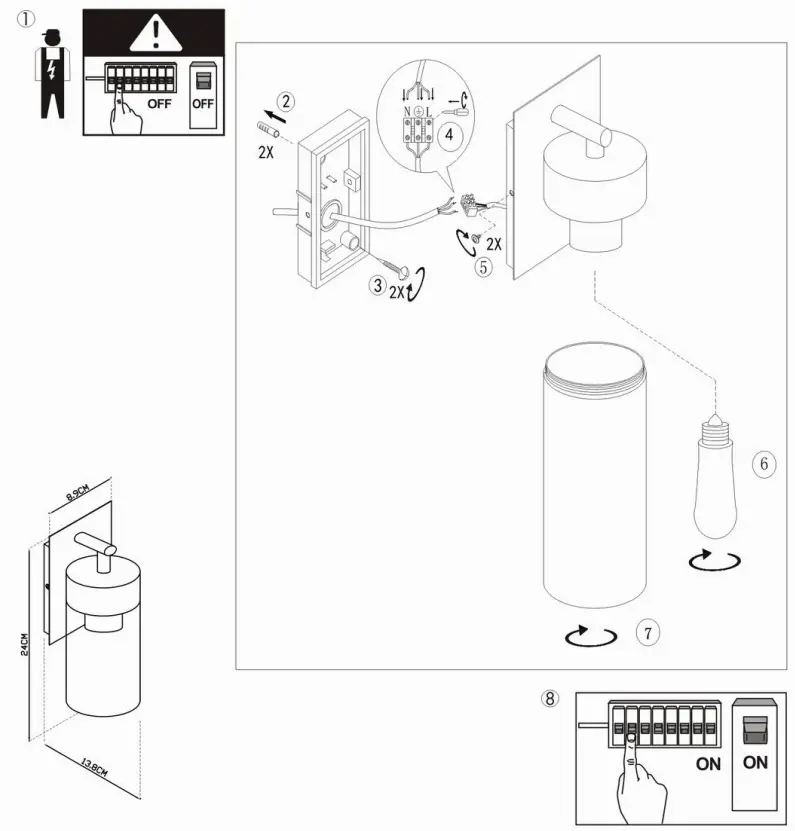 QAZQA 98708 Rullo WL Black Modern Outdoor Wall Lamp - fig 1
