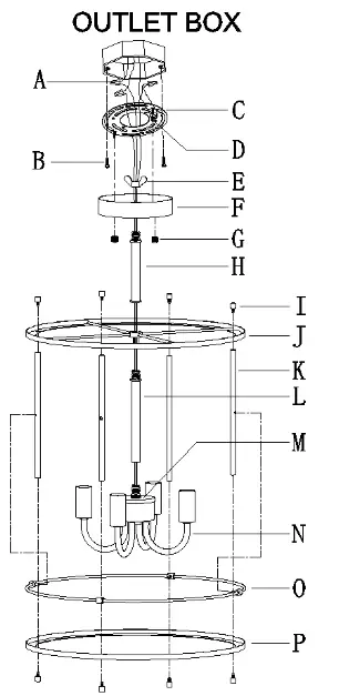 ZEVNI A04721 4-Light 13.8-Inch Black-Brass Semi-Flush Mount Light - 2