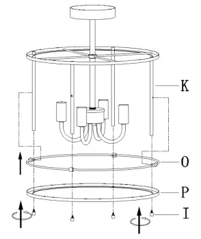 ZEVNI A04721 4-Light 13.8-Inch Black-Brass Semi-Flush Mount Light - 5