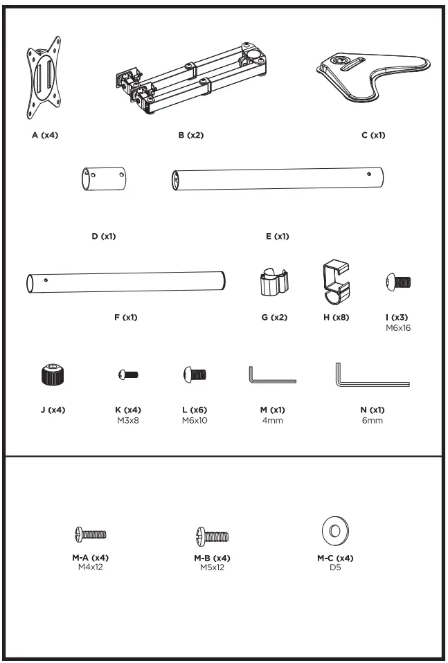 equip 650127 17 32 Articulating Quad Monitor Tabletop Stand - 1