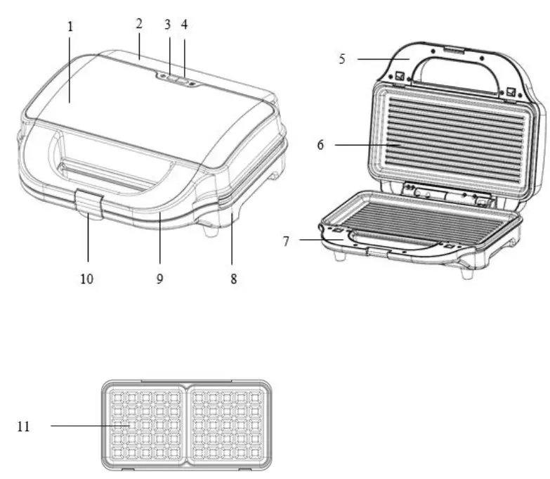 HEINNER-SM-2H900BKS-Sandwich-Maker-fig-1