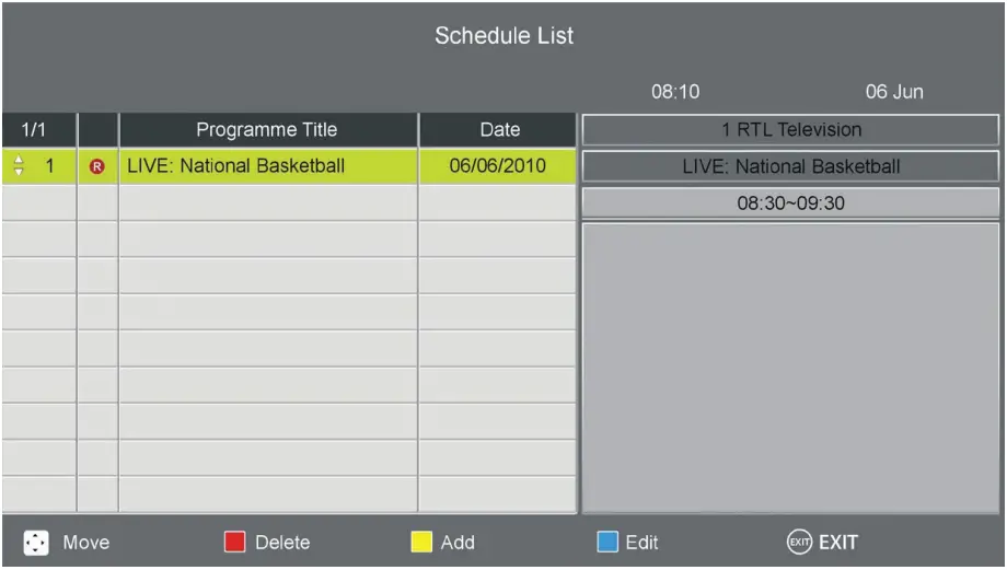 BLAUPUNKT BP4000F 40 Inch Full HD TV - Schedule List