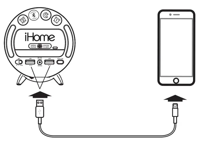 iHOME iBT235 Power Clock Bluetooth Speaker + Two USB Charging Ports - CHARGING