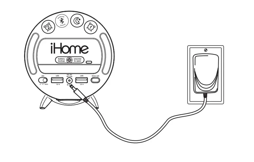 iHOME iBT235 Power Clock Bluetooth Speaker + Two USB Charging Ports - CONNECTING