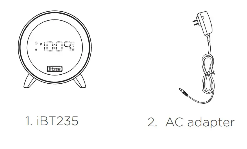 iHOME iBT235 Power Clock Bluetooth Speaker + Two USB Charging Ports - FIG