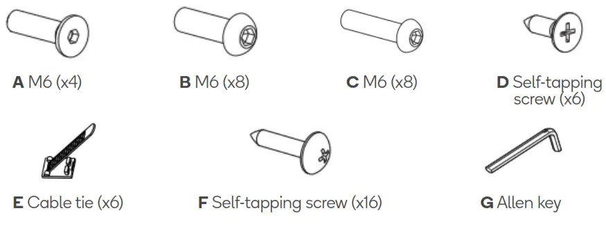 ERGOLUX Dual Motor 2 Section LEG Standing Desk - Hardware list