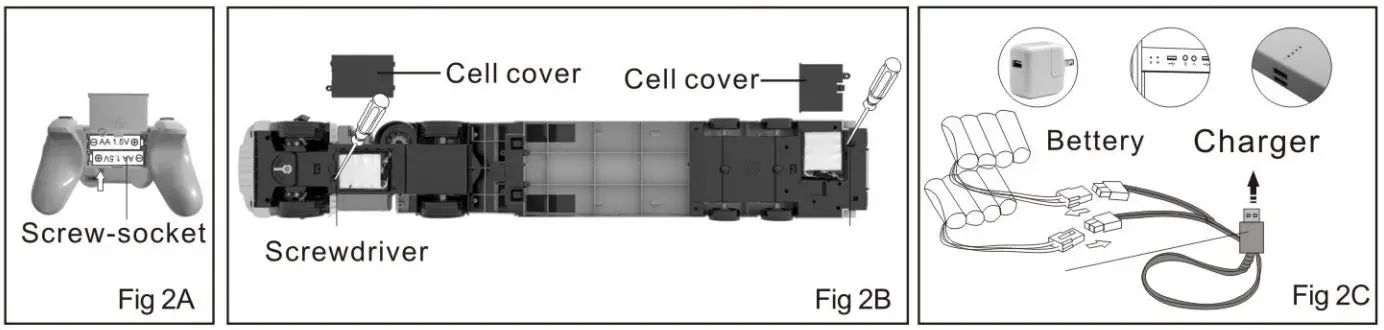 DOUBLE EAGLE E562-003 Remote Control Car Toys 1 20 Scale RC Tractor Car User Manual - Battery Installation