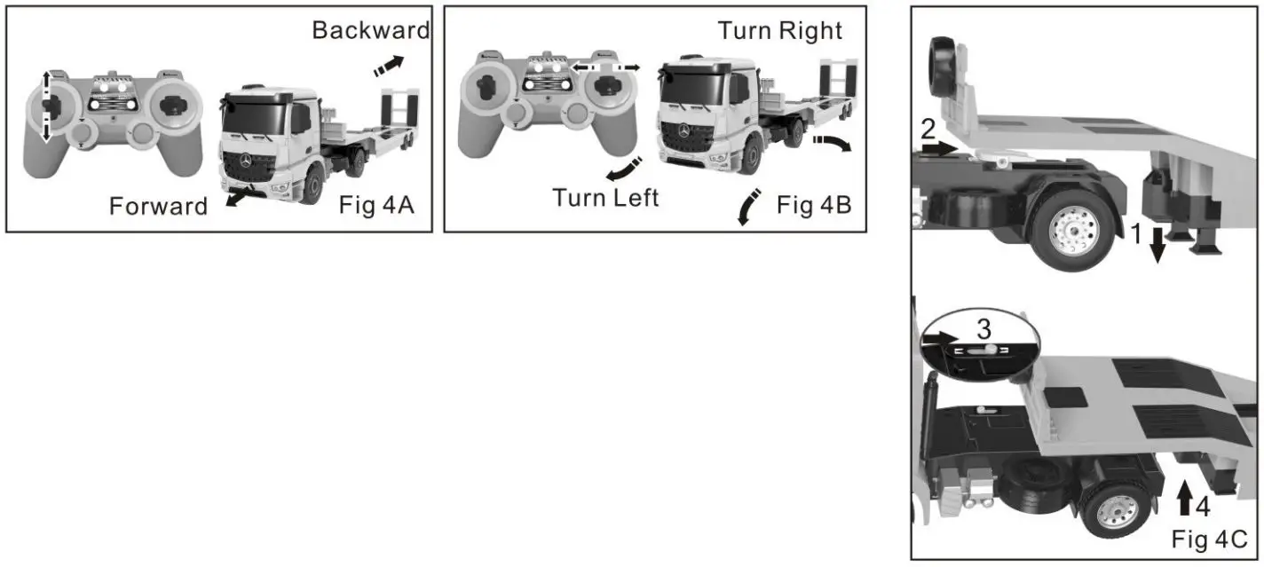 DOUBLE EAGLE E562-003 Remote Control Car Toys 1 20 Scale RC Tractor Car User Manual - Turn Left Right