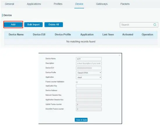 Milesight UG65 Semi Industrial LoRaWAN Gateway - Device” page and click “
