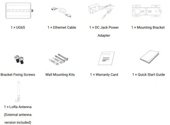 Milesight UG65 Semi Industrial LoRaWAN Gateway - Packing List