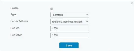 Milesight UG65 Semi Industrial LoRaWAN Gateway - server information