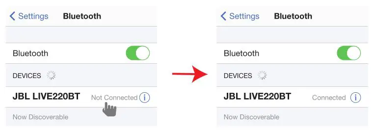 JBL LIVE 220BT - Go back to the Bluetooth device