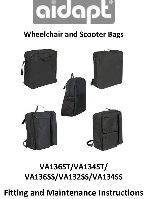 aidapt Wheelchair and Scooter Bags Instructions