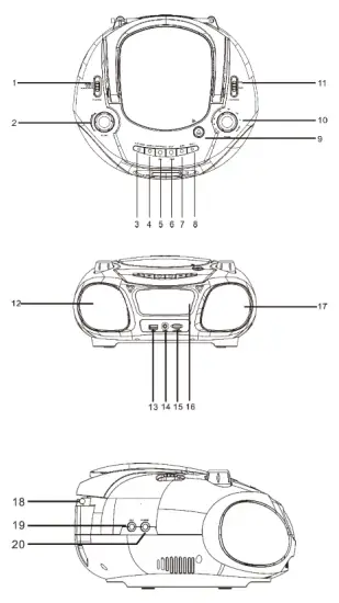 auna US-10032056 Roadie Sing CD Boombox - OVERVIEW