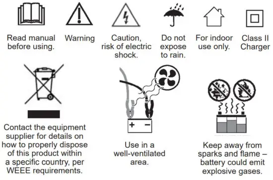 SEALEY SPI3S V2 Intelligent Speed Charger Battery Charger - Markings and symbols