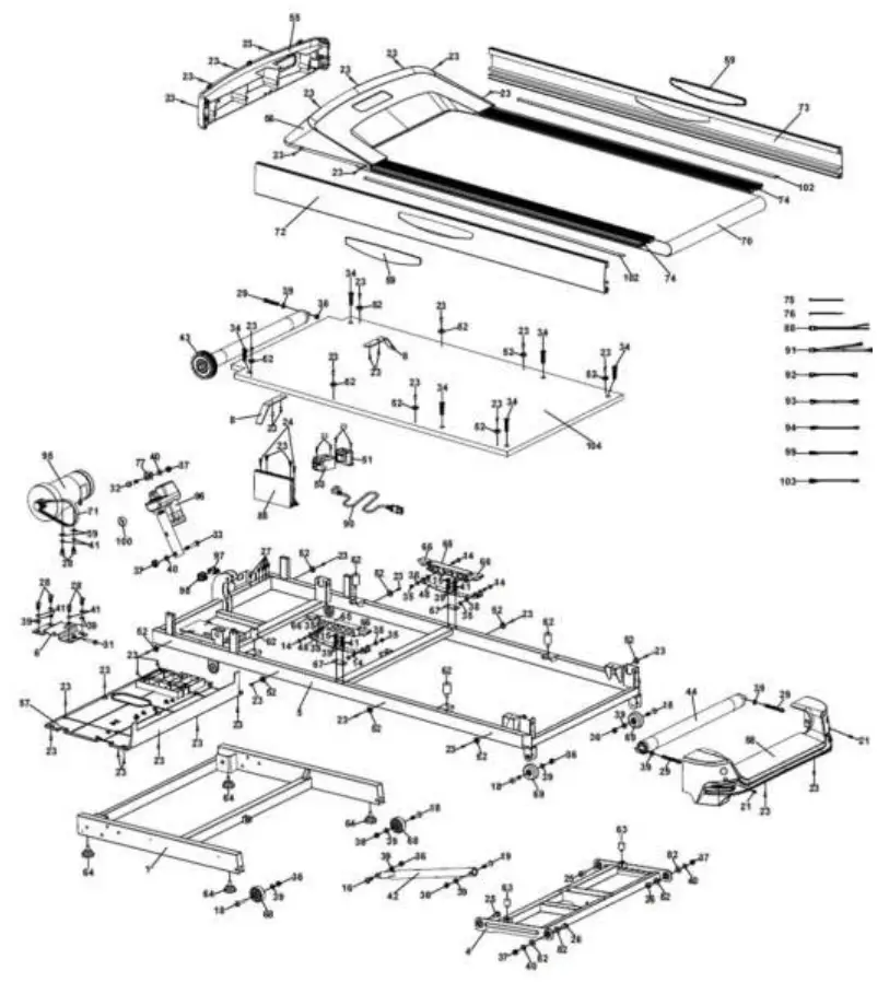 FOCUS FITNESS FFLB032 Jet 9 iPlus Treadmill - Overview drawing