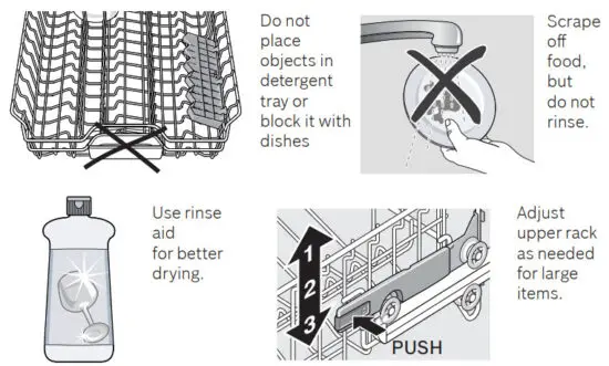 BOSCH SHEM78Z55N 24-Inch Stainless Steel Dishwasher - USAGE TIPS
