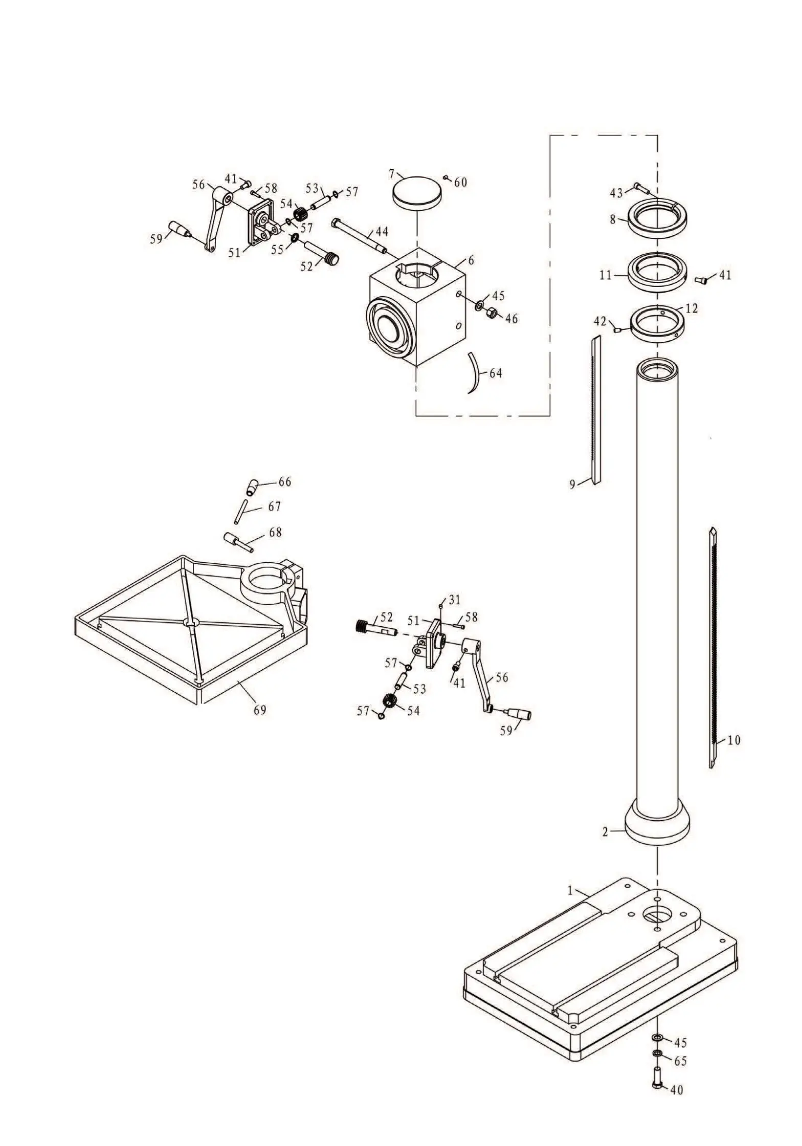 ITM TGD400 Geared Head Drilling Machine - MACHINE PARTS