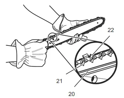greenworks pro Polesaw Hold the chain and bar