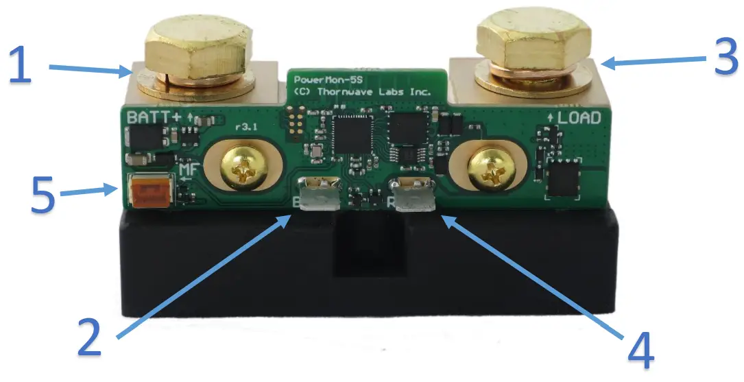 Thornwave Labs Inc PowerMon-5S Bluetooth Low Energy 500A Advanced Battery Monitor DC Power Meter - fig1